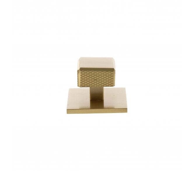 Millhouse Brass MHCKB1230SB Eiffel Knurled Square Cabinet Knob On Rose - 50x50mm - Satin Brass