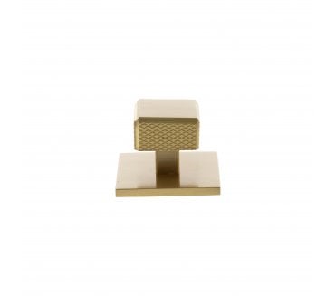 Millhouse Brass MHCKB1230SB Eiffel Knurled Square Cabinet Knob On Rose - 50x50mm - Satin Brass