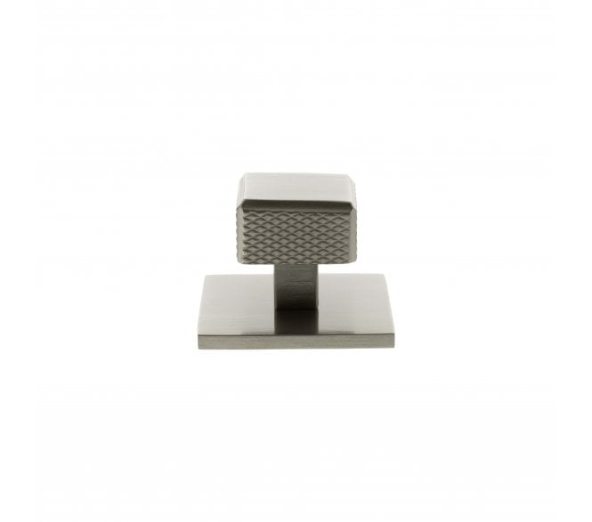 Millhouse Brass MHCKB1230SN Eiffel Knurled Square Cabinet Knob On Rose - 50x50mm - Satin Nickel