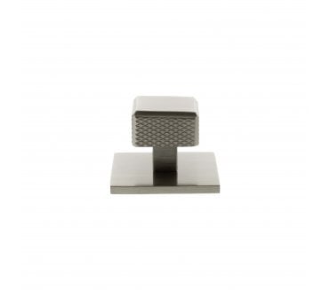 Millhouse Brass MHCKB1230SN Eiffel Knurled Square Cabinet Knob On Rose - 50x50mm - Satin Nickel