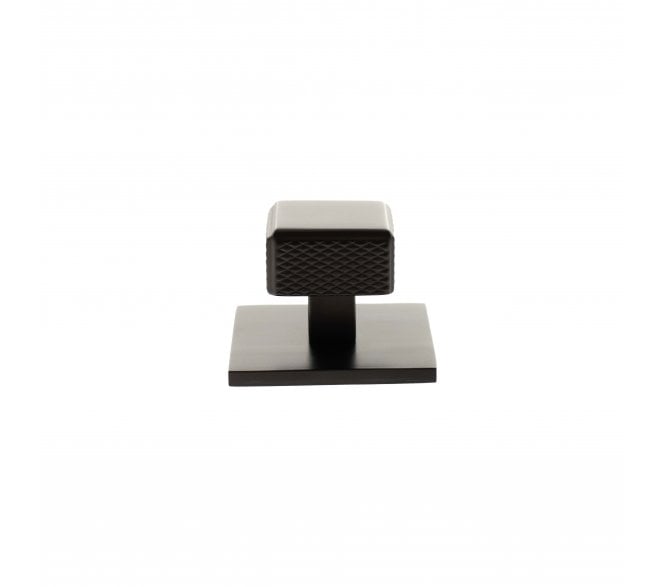 Millhouse Brass MHCKB1230UDB Eiffel Knurled Square Cabinet Knob On Rose - 50x50mm - Urban Dark Bronze