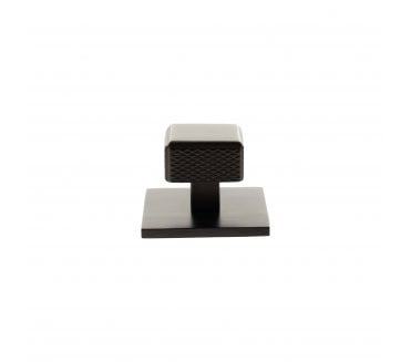 Millhouse Brass MHCKB1230UDB Eiffel Knurled Square Cabinet Knob On Rose - 50x50mm - Urban Dark Bronze