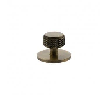 Millhouse Brass MHCKB1532AB Eiffel Knurled Round Cabinet Knob On Rose - 32mm - Antique Brass