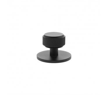 Millhouse Brass MHCKB1532MB Eiffel Knurled Round Cabinet Knob On Rose - 32mm - Matt Black