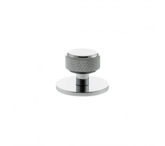 Millhouse Brass MHCKB1532PC Eiffel Knurled Round Cabinet Knob On Rose - 32mm - Polished Chrome