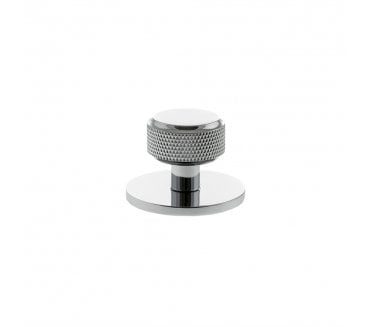 Millhouse Brass MHCKB1532PC Eiffel Knurled Round Cabinet Knob On Rose - 32mm - Polished Chrome