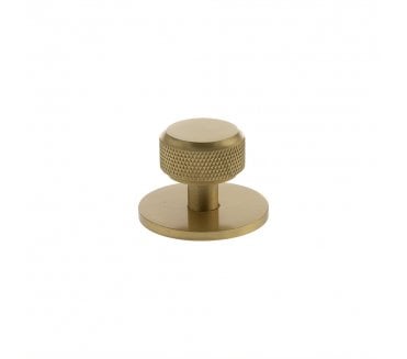 Millhouse Brass MHCKB1532SB Eiffel Knurled Round Cabinet Knob On Rose - 32mm - Satin Brass