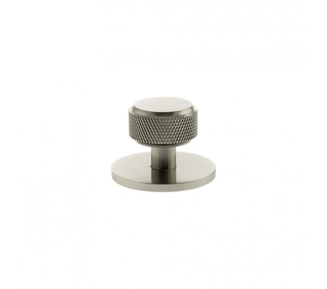 Millhouse Brass MHCKB1532SN Eiffel Knurled Round Cabinet Knob On Rose - 32mm - Satin Nickel