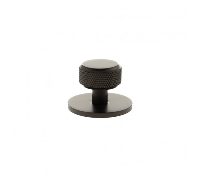 Millhouse Brass MHCKB1532UDB Eiffel Knurled Round Cabinet Knob On Rose - 32mm - Urban Dark Bronze
