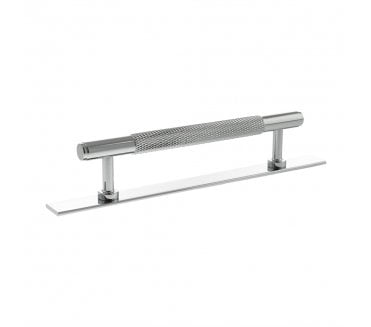 Millhouse Brass MHCKB17 Eiffel Knurled T-Bar Cabinet Pull Handles On Backplate - Polished Chrome