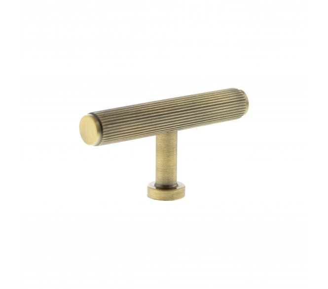 Millhouse Brass MHCL1675AB Battersea Linear T-Bar Cabinet Knob - 75mm - Antique Brass