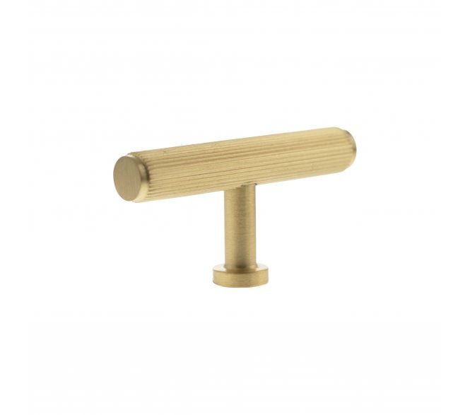 Millhouse Brass MHCL1675SB Battersea Linear T-Bar Cabinet Knob - 75mm - Satin Brass