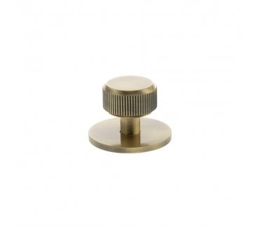 Millhouse Brass MHCLB1532AB Battersea Linear Round Cabinet Knob On Rose - 32mm - Antique Brass