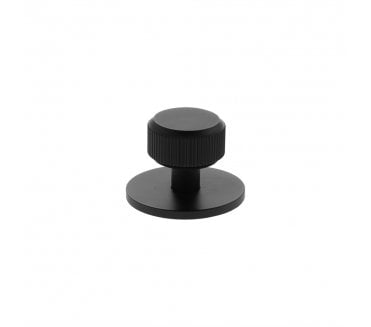 Millhouse Brass MHCLB1532MB Battersea Linear Round Cabinet Knob On Rose - 32mm - Matt Black