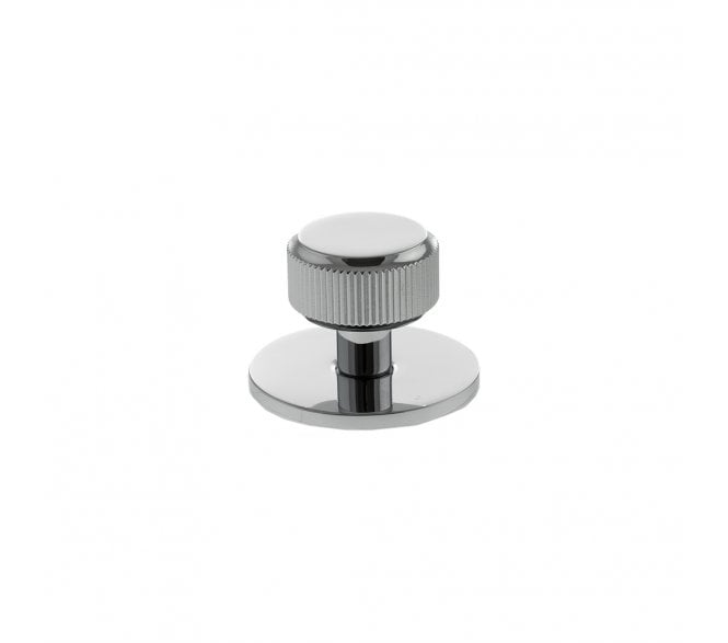 Millhouse Brass MHCLB1532PC Battersea Linear Round Cabinet Knob On Rose - 32mm - Polished Chrome