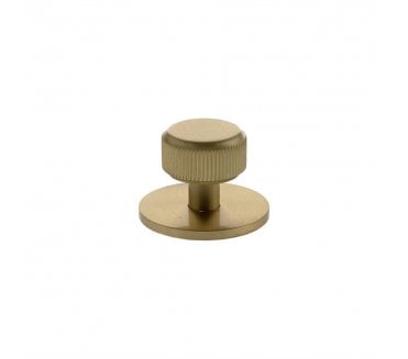 Millhouse Brass MHCLB1532SB Battersea Linear Round Cabinet Knob On Rose - 32mm - Satin Brass