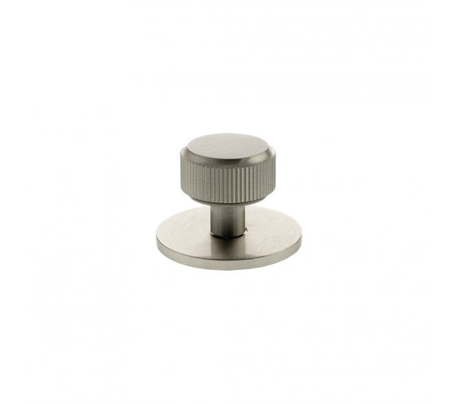 Millhouse Brass MHCLB1532SN Battersea Linear Round Cabinet Knob On Rose - 32mm - Satin Nickel
