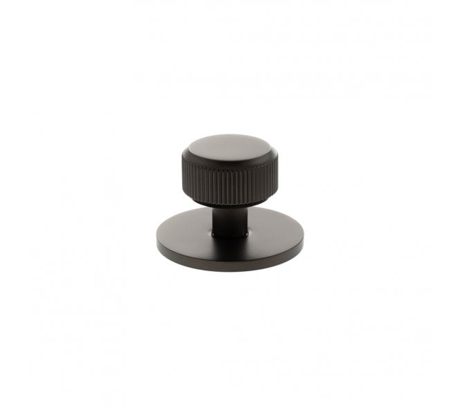 Millhouse Brass MHCLB1532UDB Battersea Linear Round Cabinet Knob On Rose - 32mm - Urban Dark Bronze
