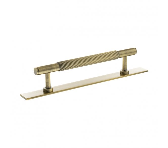 Millhouse Brass MHCLB17 Battersea Linear T-Bar Cabinet Pull Handles On Backplate - Antique Brass