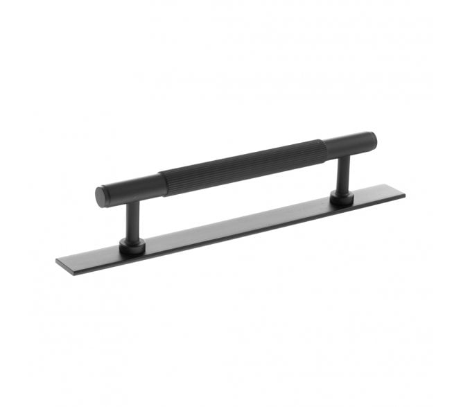Millhouse Brass MHCLB17 Battersea Linear T-Bar Cabinet Pull Handles On Backplate - Matt Black