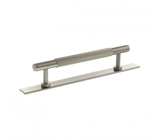 Millhouse Brass MHCLB17 Battersea Linear T-Bar Cabinet Pull Handles On Backplate - Satin Nickel