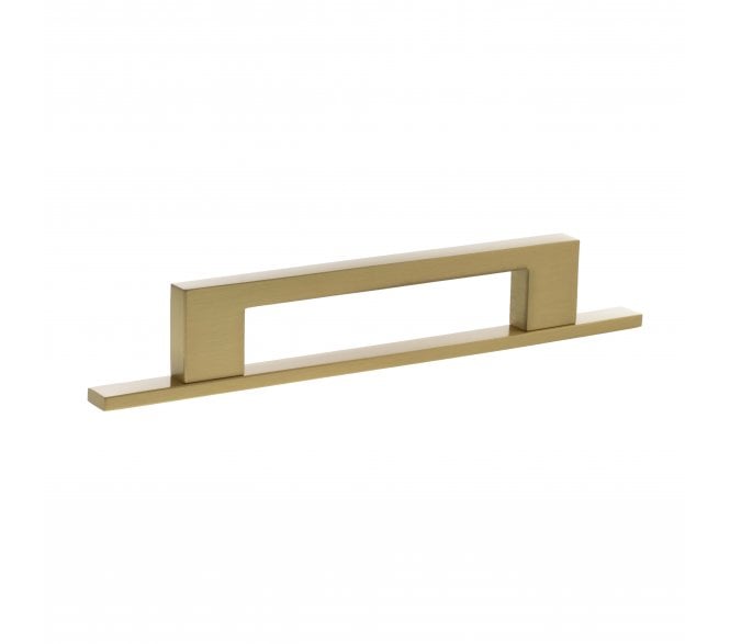 Millhouse Brass MHCNB17 Empire Slim Cabinet Pull Handles On Backplate - Satin Brass