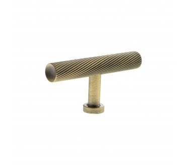 Millhouse Brass MHCS1675AB Paddington Spiral T-Bar Cabinet Knob - 75mm - Antique Brass