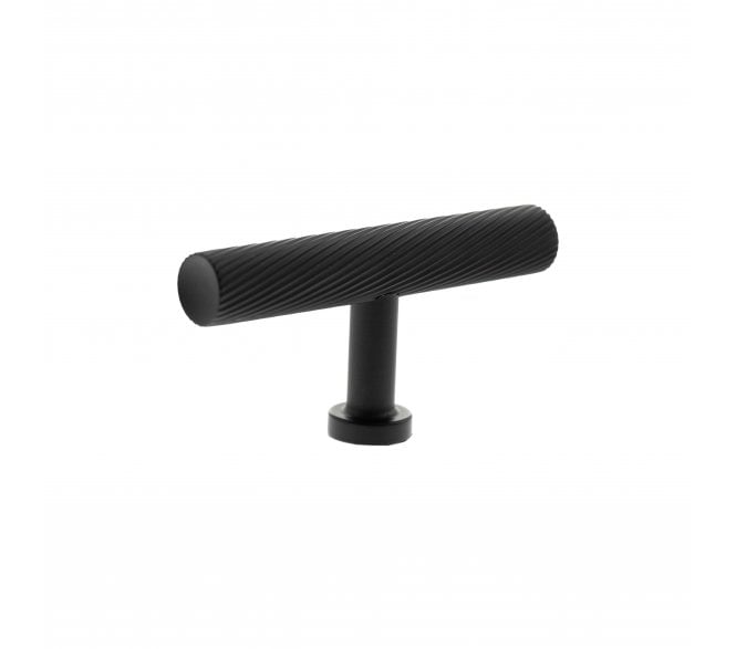 Millhouse Brass MHCS1675MB Paddington Spiral T-Bar Cabinet Knob - 75mm - Matt Black