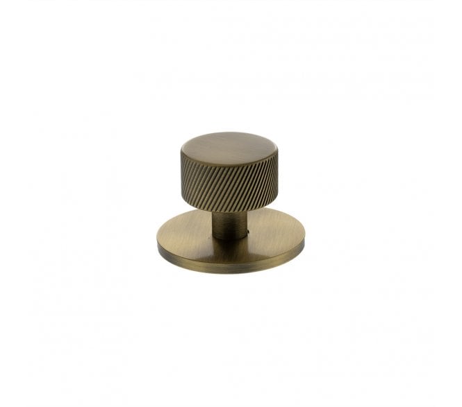 Millhouse Brass MHCSB1532AB Paddington Spiral Round Cabinet Knob On Rose - 32mm - Antique Brass