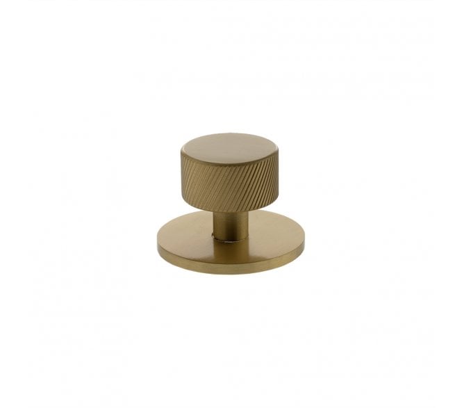 Millhouse Brass MHCSB1532SB Paddington Spiral Round Cabinet Knob On Rose - 32mm - Satin Brass