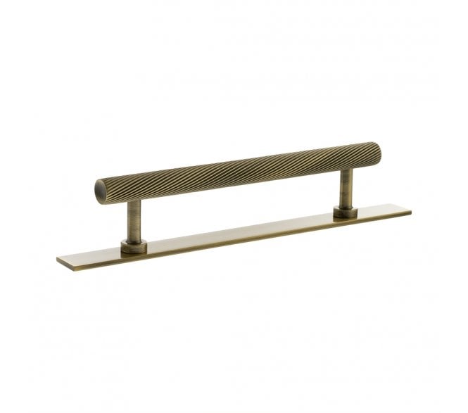 Millhouse Brass MHCSB17 Paddington Spiral T-Bar Cabinet Pull Handles On Backplate - Antique Brass