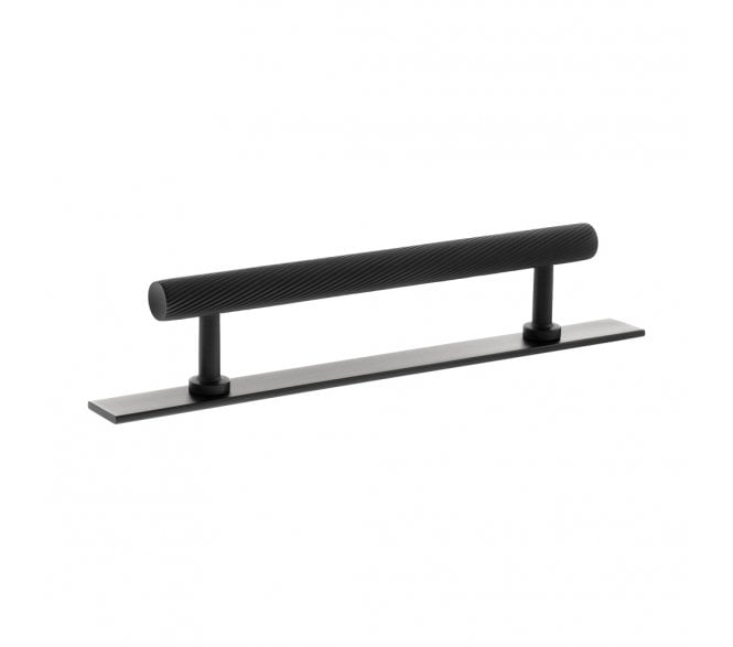 Millhouse Brass MHCSB17 Paddington Spiral T-Bar Cabinet Pull Handles On Backplate - Matt Black