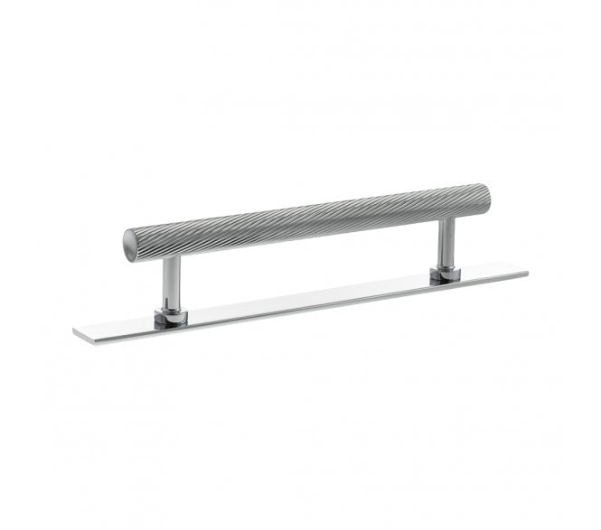 Millhouse Brass MHCSB17 Paddington Spiral T-Bar Cabinet Pull Handles On Backplate - Polished Chrome
