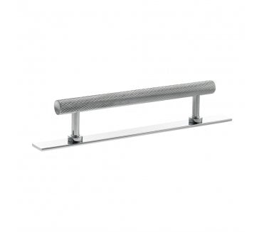 Millhouse Brass MHCSB17 Paddington Spiral T-Bar Cabinet Pull Handles On Backplate - Polished Chrome