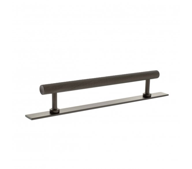 Millhouse Brass MHCSB17 Paddington Spiral T-Bar Cabinet Pull Handles On Backplate - Urban Dark Bronze