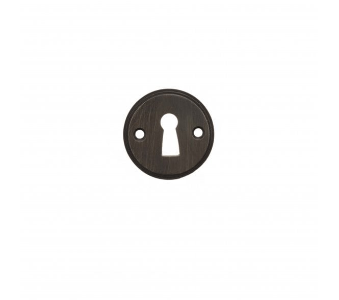 Millhouse Brass Solid Brass Open Key Hole Escutcheon - Urban Dark Bronze (Pair)