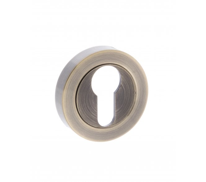 Old English Euro Profile Escutcheons (Pair) - Antique Brass