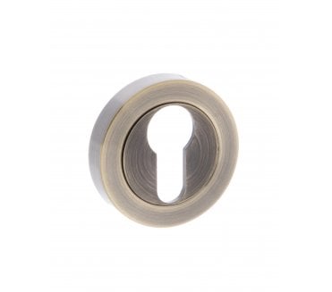Old English Euro Profile Escutcheons (Pair) - Antique Brass
