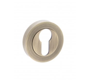 Old English Euro Profile Escutcheons (Pair) - Matt Antique Brass