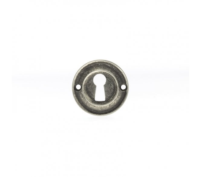 Old English Keyhole Escutcheons (Pair) - Distressed Silver