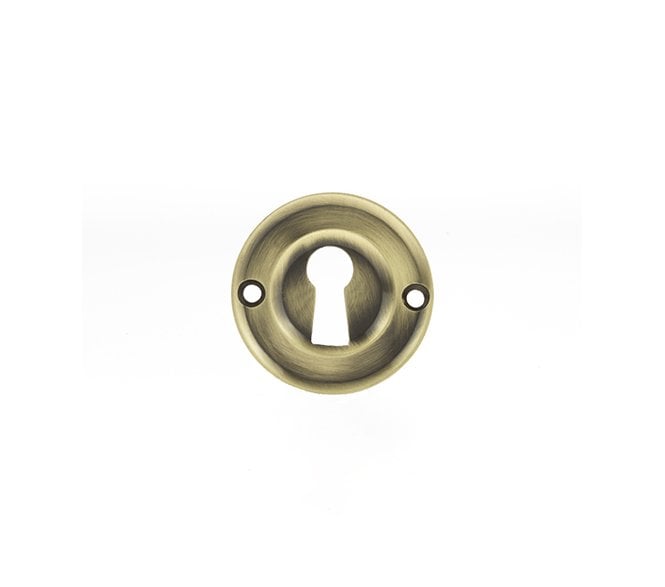 Old English Keyhole Radius Escutcheons (Pair) - Antique Brass