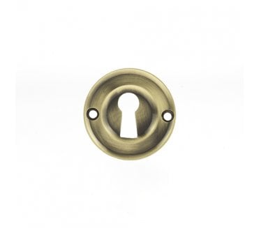 Old English Keyhole Radius Escutcheons (Pair) - Antique Brass