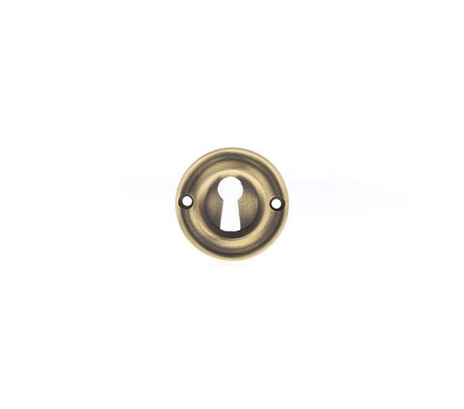 Old English Keyhole Radius Escutcheons (Pair) - Matt Antique Brass