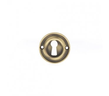 Old English Keyhole Radius Escutcheons (Pair) - Matt Antique Brass