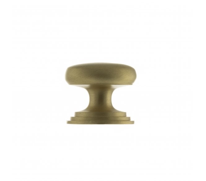 Old English Lincoln Solid Brass Victorian Cabinet Knob - Satin Brass