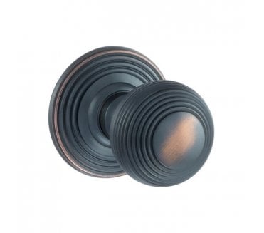 Old English OE50 Reeded Solid Brass Door Knobs - Antique Copper