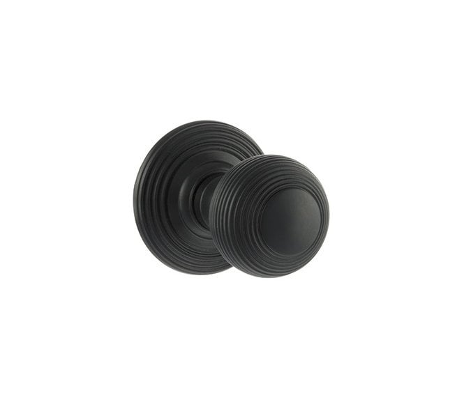 Old English OE50 Reeded Solid Brass Door Knobs - Matt Black
