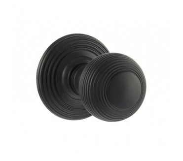 Old English OE50 Reeded Solid Brass Door Knobs - Matt Black