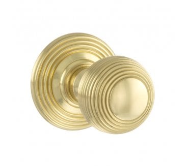 Old English OE50 Reeded Solid Brass Door Knobs - Polished Brass