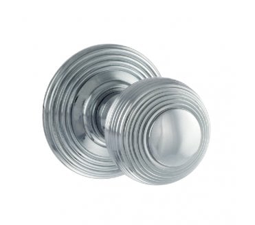 Old English OE50 Reeded Solid Brass Door Knobs - Polished Chrome